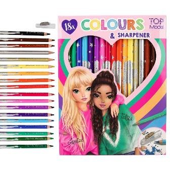 18 LÁPICES DE COLORES CON SACAPUNTAS TOPMODEL