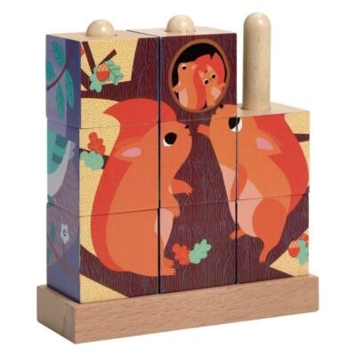 DJECO - Puzzle 9 cubos de madera Puzz-Up Forest
