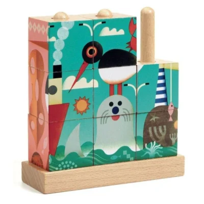 DJECO - Puzzle 9 Cubos de madera Puzz-Up Sea