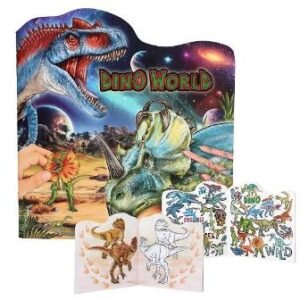 LIBRO DE COLOREAR CON STICKERS DINO WORLD
