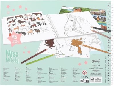 MISS MELODY LIBRO PARA COLOREAR CABALLOS CON STICKERS - Imagen 2