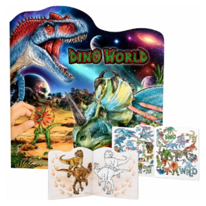 LIBRO DE COLOREAR CON STICKERS DINO WORLD