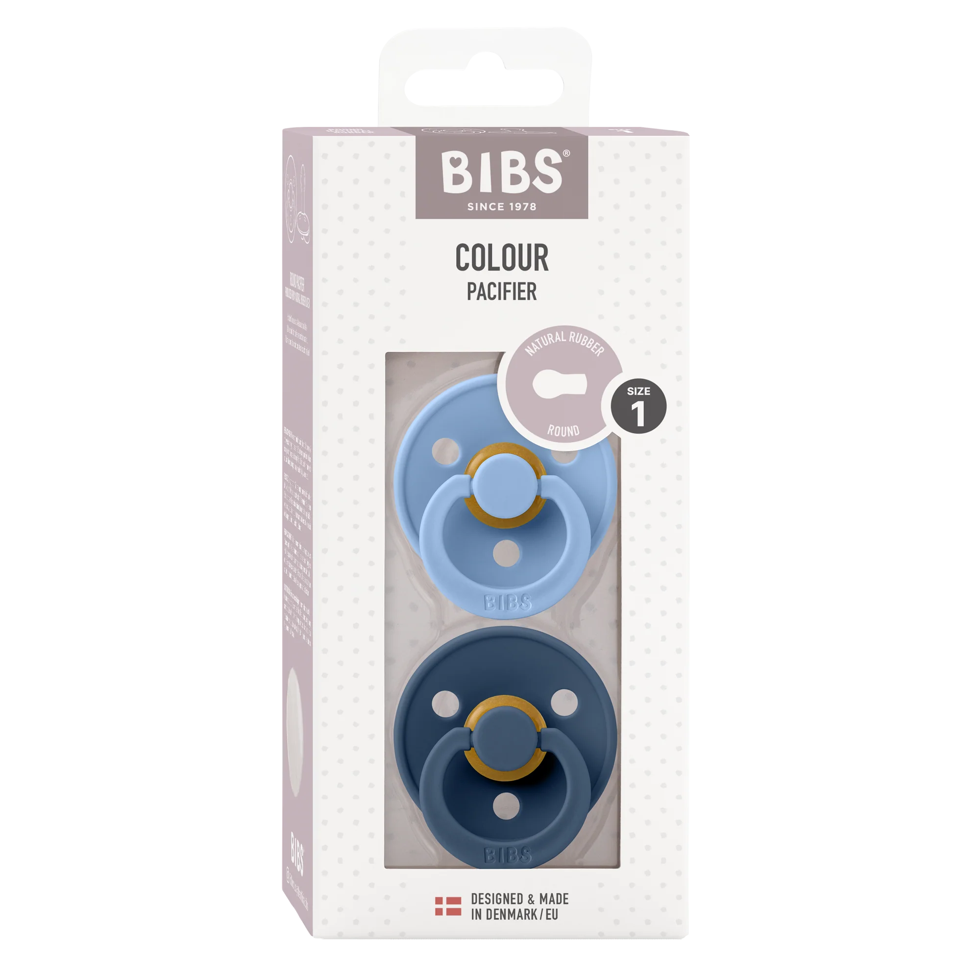 CHUPETE BIBS COLOUR X2 | SKY BLUE & STEEL BLUE  | REDONDO | TALLA 1 - Imagen 3