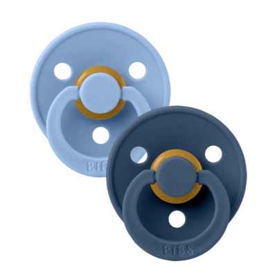 CHUPETE BIBS COLOUR X2 | SKY BLUE & STEEL BLUE  | REDONDO | TALLA 1 - Imagen 2