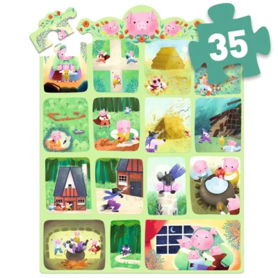 DJECO - Puzzle de historia los Tres Cerditos 35pcs
