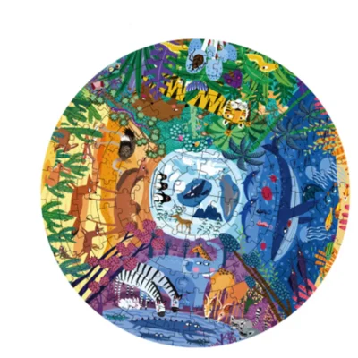 PUZZLE 150PCS REDONDO, ANIMALES ALREDEDOR DEL MUNDO