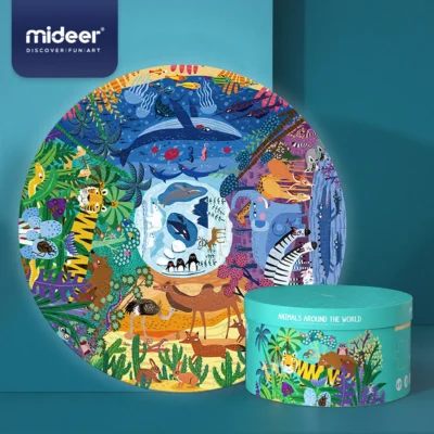PUZZLE 150PCS REDONDO, ANIMALES ALREDEDOR DEL MUNDO - Imagen 2