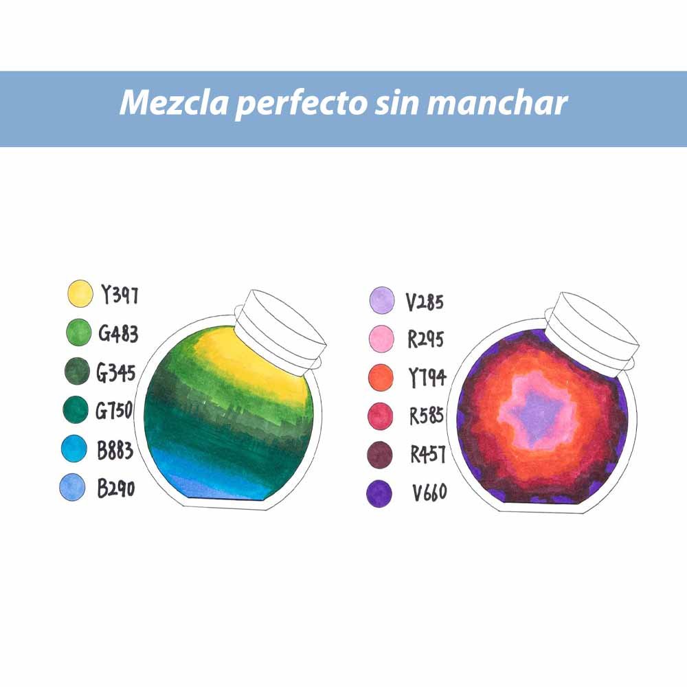 OHUHU 24 MARCADORES COLORES DE ALCOHOL + 1 BLENDER FINA&BISELADA DELGADO - Imagen 9
