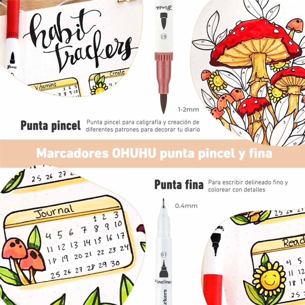 OHUHU MAUI 160 MARCADORES A BASE DE AGUA (ESTUCHE VERDE) PINCEL&FINELINER - Imagen 5