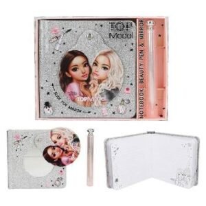 LINDO CUADERNO PEQUENO CON BRILLOS Y CON BOLÍGRAFO DE TOPMODEL BEAUTY