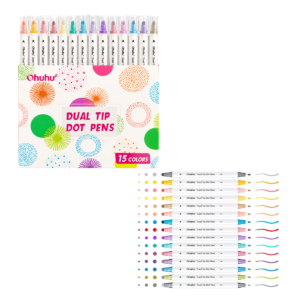 OHUHU MARCADORES DE PUNTOS DE DOBLE PUNTA 15 COLORES (FINA Y PUNTOS)