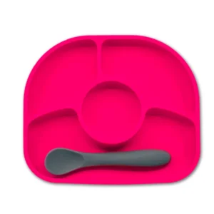 SET DE PLATO Y CUCHARA DE SILICONA ROSADO
