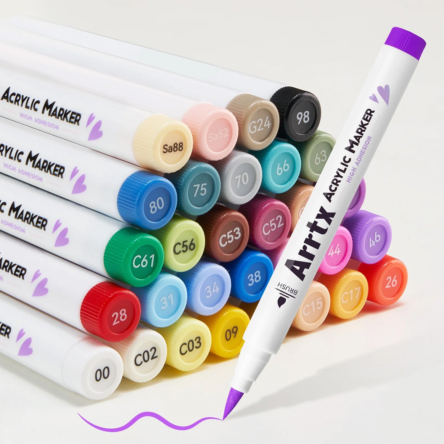 ARRTX MARCADORES ACRÍLICOS DE 30 COLORES VIBRANTES (PUNTA PINCEL) - Imagen 3
