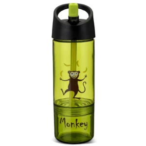 BOTELLA DE AGUA CON SNACK BOX 2 EN 1 300ML MONO VERDE
