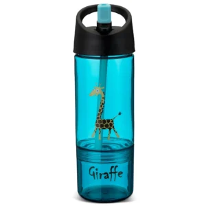 BOTELLA DE AGUA CON SNACK BOX 2 EN 1 300ML JIRAFA TURQUESA