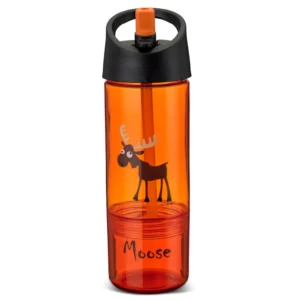BOTELLA DE AGUA CON SNACK BOX 2 EN 1 300ML ALCE NARANJO