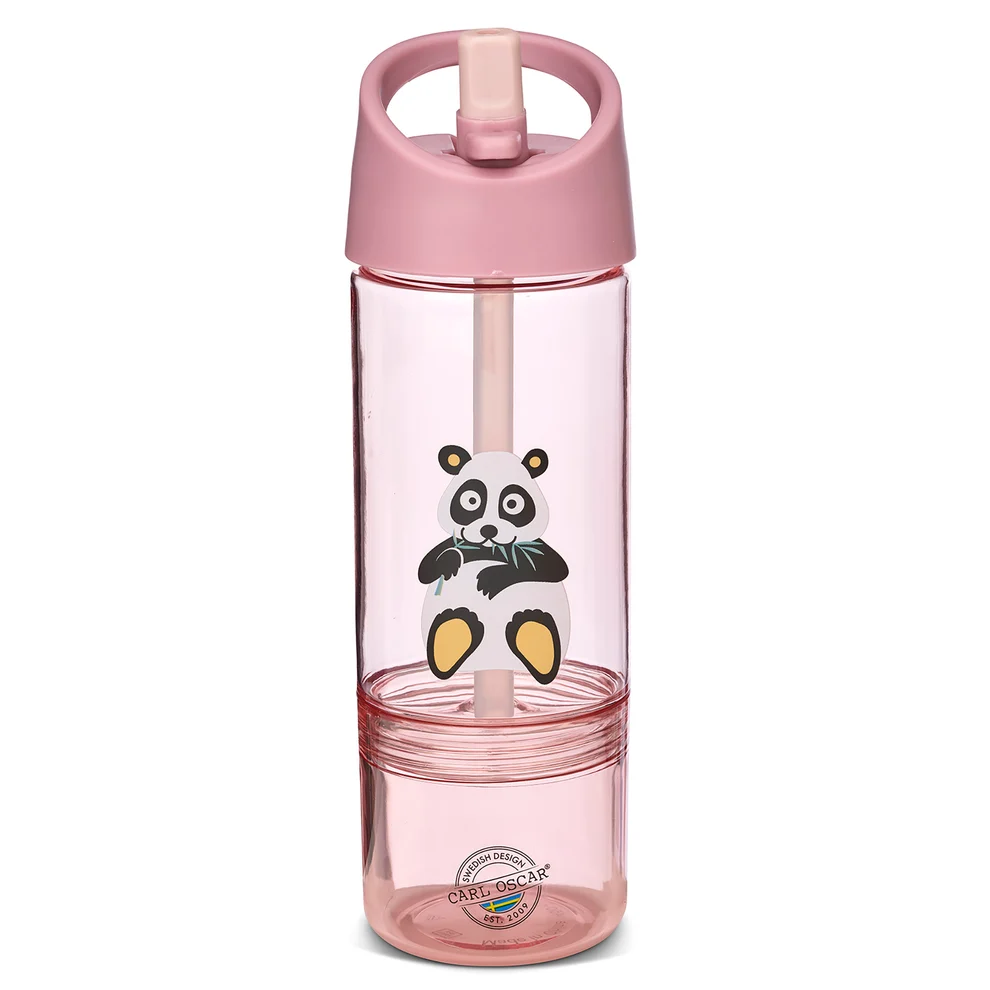 BOTELLA DE AGUA CON SNACK BOX 2 EN 1 300ML PANDA ROSA PALO