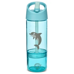 BOTELLA DE AGUA CON SNACK BOX 2 EN 1 300ML DELFIN CELESTE