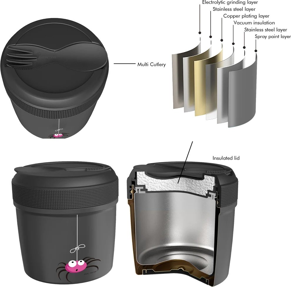 TERMO TEMP LUNCHJAR 500ML ARAÑA GRIS - Imagen 2