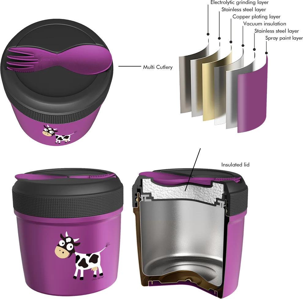 TERMO TEMP LUNCHJAR 500ML VACA FUCSIA - Imagen 2