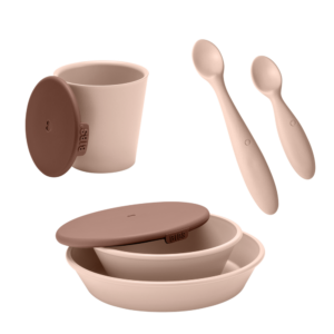 SET PLATOS Y CUBIERTOS BIBS ROSADO PALO