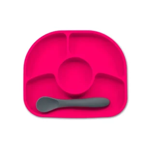 SET DE PLATO Y CUCHARA DE SILICONA ROSADO